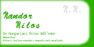 nandor milos business card